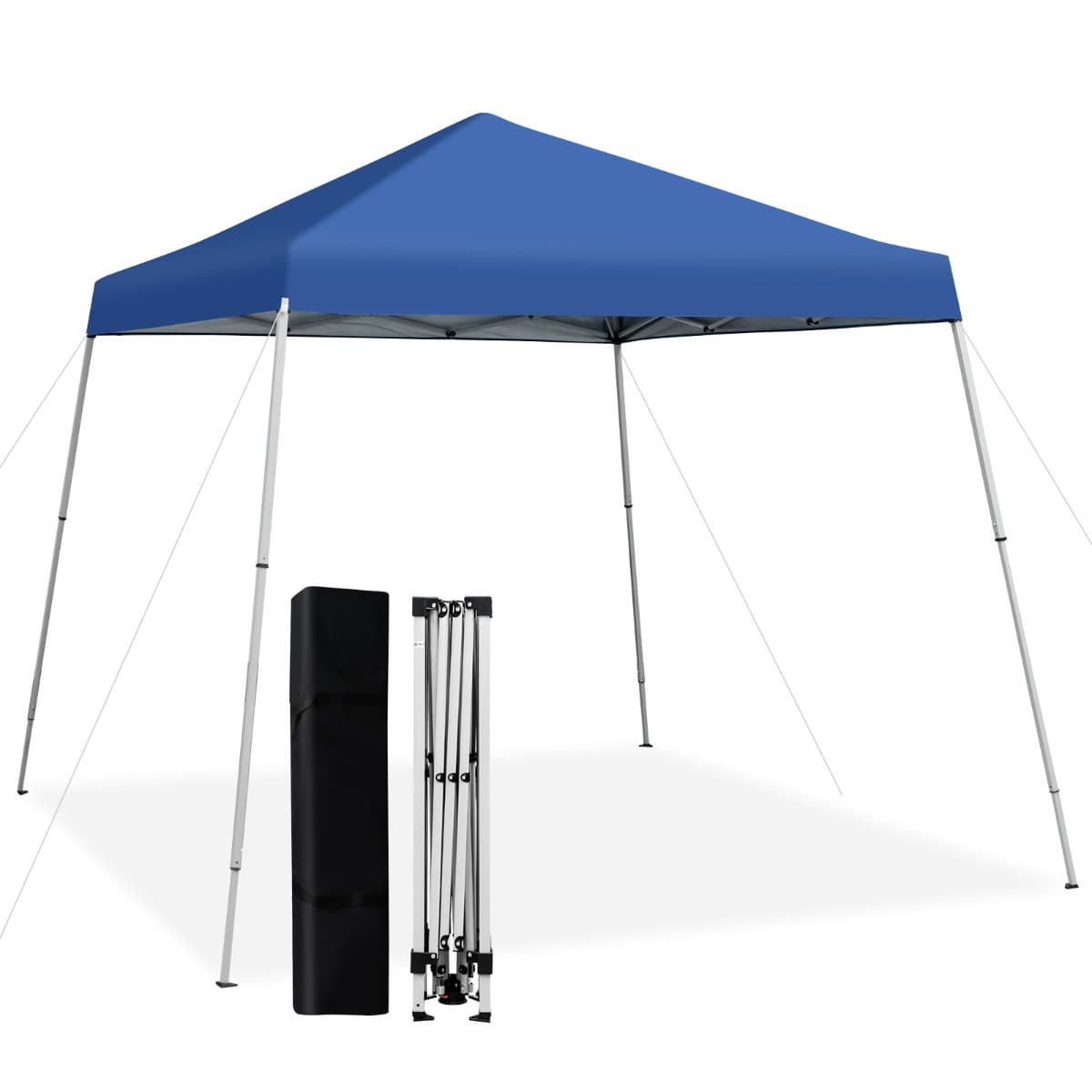 CostwayTonnelle de Jardin Barnum Instantanée 3x3m 3 Hauteurs Réglable Sac avec Sangles Anti-UV Imperméable pour Marché Camping Bleu
